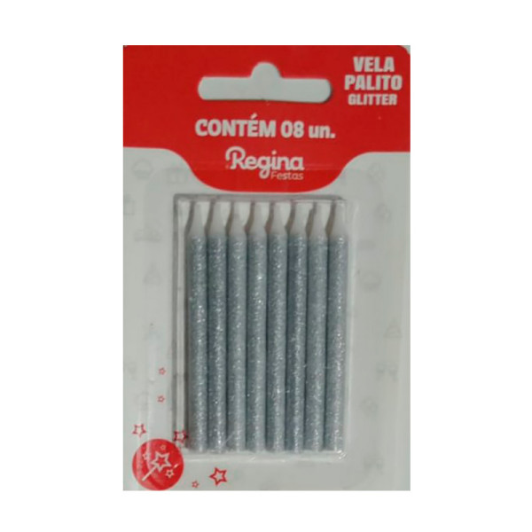 VELA PALITO GLITTER PRATA