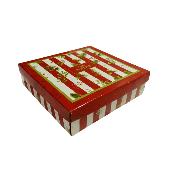 CAIXA PARA PRESENTE COM TAMPA 17X17X5CM NATAL