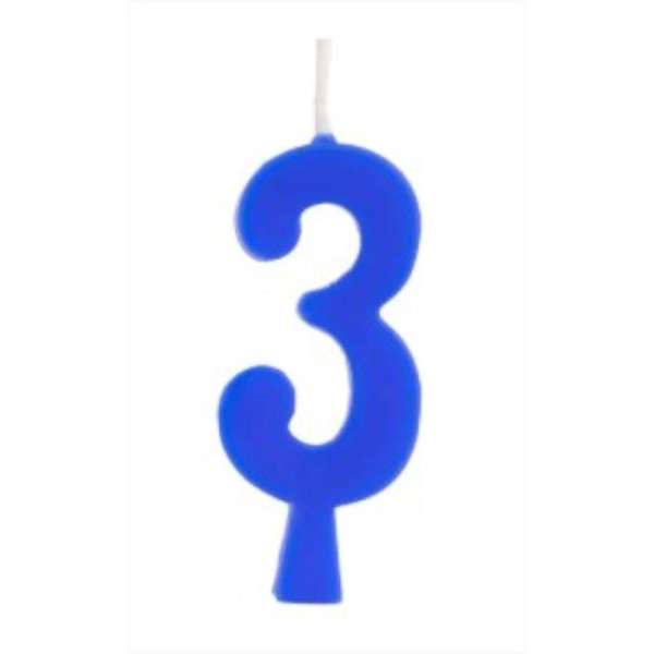 VELA ANIVERSÁRIO NÚMERO 3 AZUL