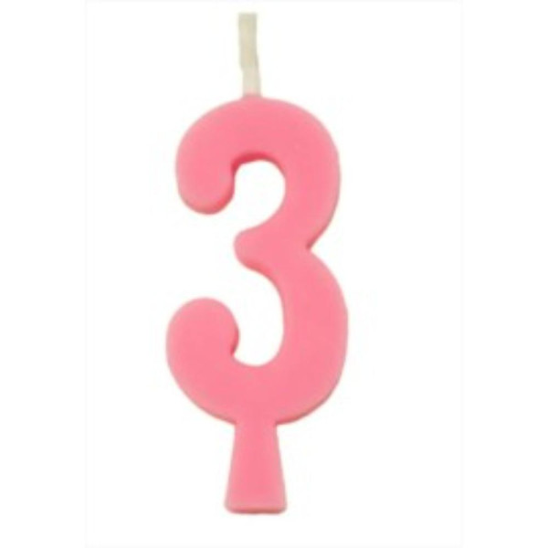 VELA ANIVERSÁRIO NÚMERO 3 ROSA