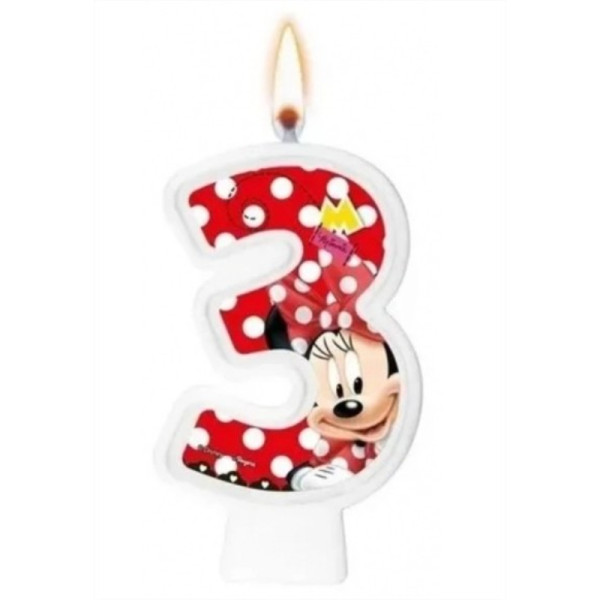 VELA NUMERAL MINNIE RED NÚMERO 3