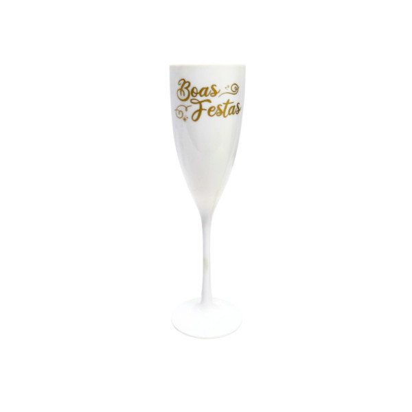 TAÇA DE CHAMPAGNE 180 ML BRANCA BOAS FESTAS