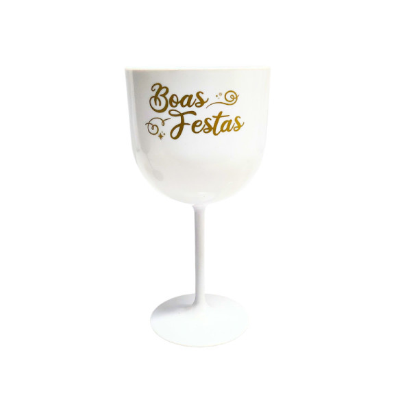 TAÇA DE GIN BRANCA BOAS FESTAS