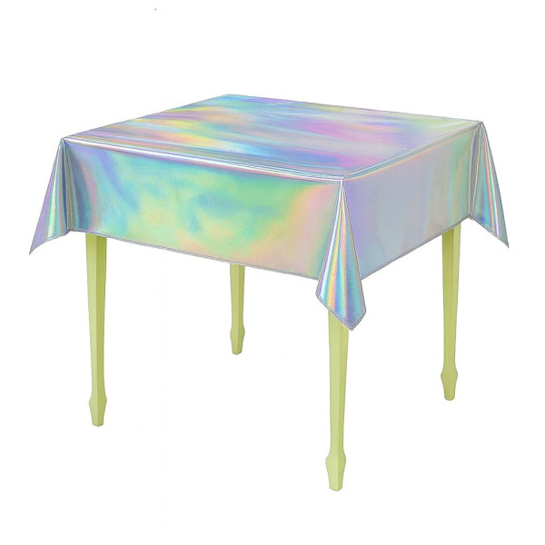 TOALHA DE MESA DESCARTÁVEL HOLOGRÁFICA PRATA