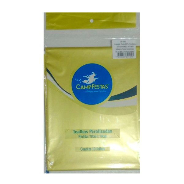 TOALHA PEROLIZADA OURO 78 CM X 78 CM - 10 UNID.