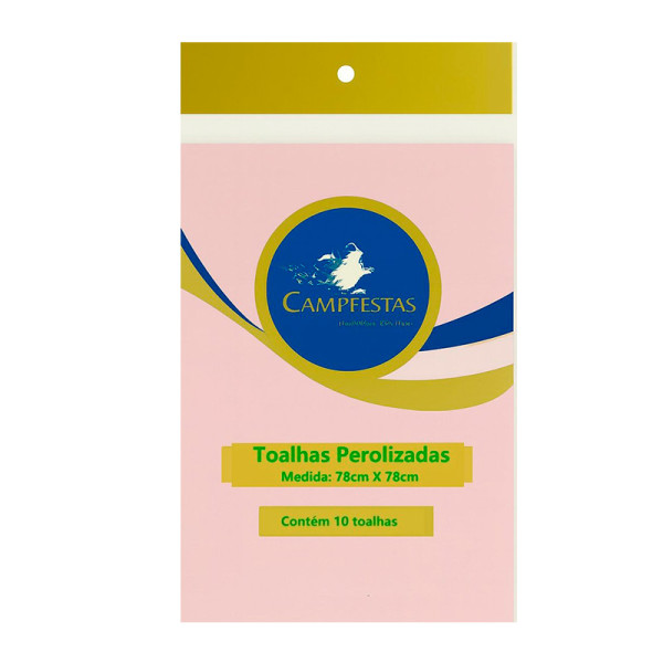 TOALHAS PLÁSTICAS PEROLIZADAS ROSA CANDY COM 10 UNID