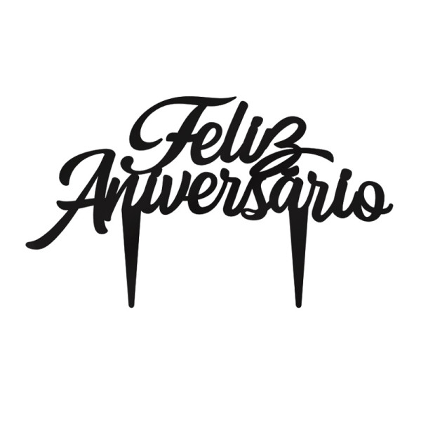 TOPO DE BOLO FELIZ ANIVERSÁRIO METALIZADO