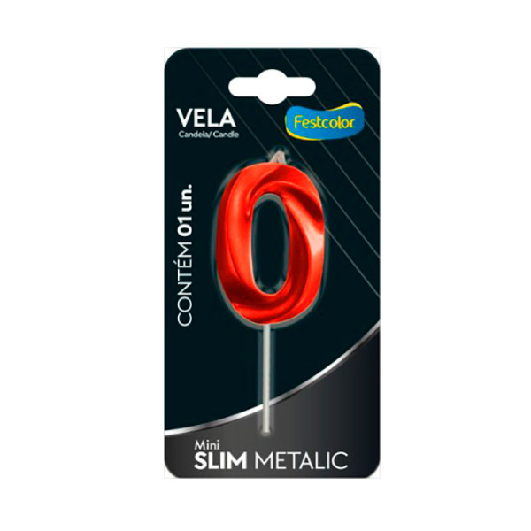 VELA MINI SLIM METALLIC VERMELHA 0