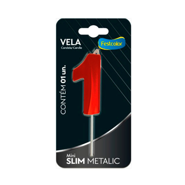 VELA MINI SLIM METALLIC VERMELHA 1