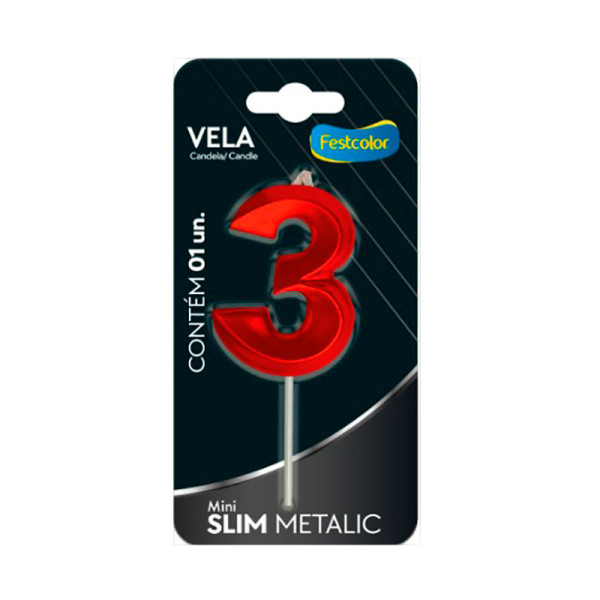 VELA MINI SLIM METALLIC VERMELHA 3