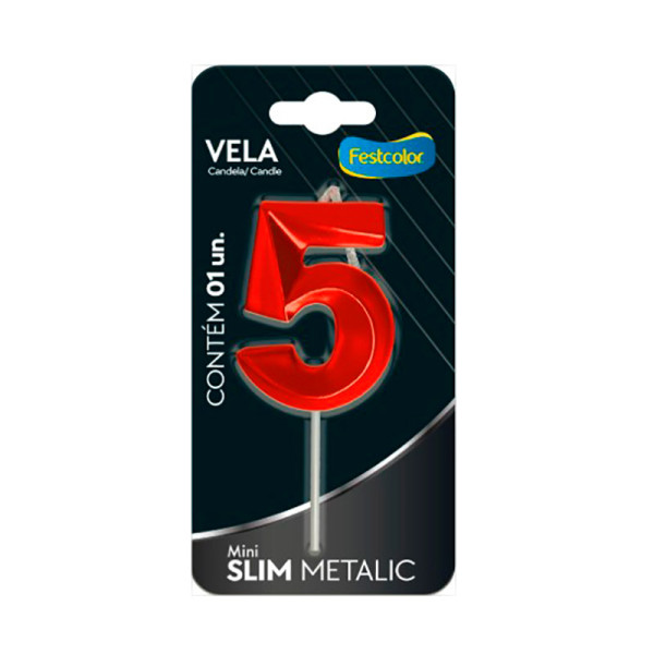 VELA MINI SLIM METALLIC VERMELHA 5
