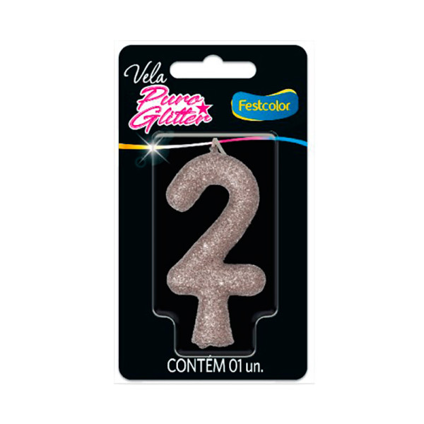 VELA PURO GLITTER PRATA NO. 2