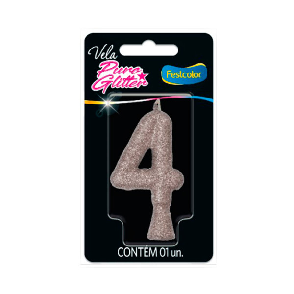 VELA PURO GLITTER PRATA NO. 4