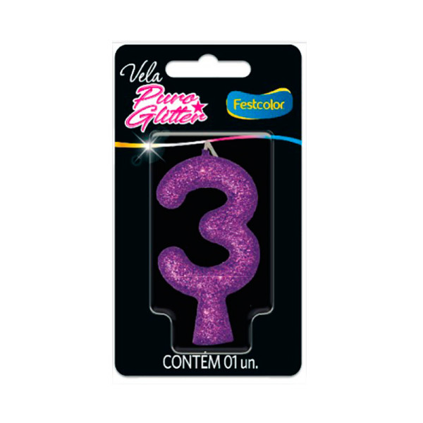 VELA PURO GLITTER ROXA NO. 6
